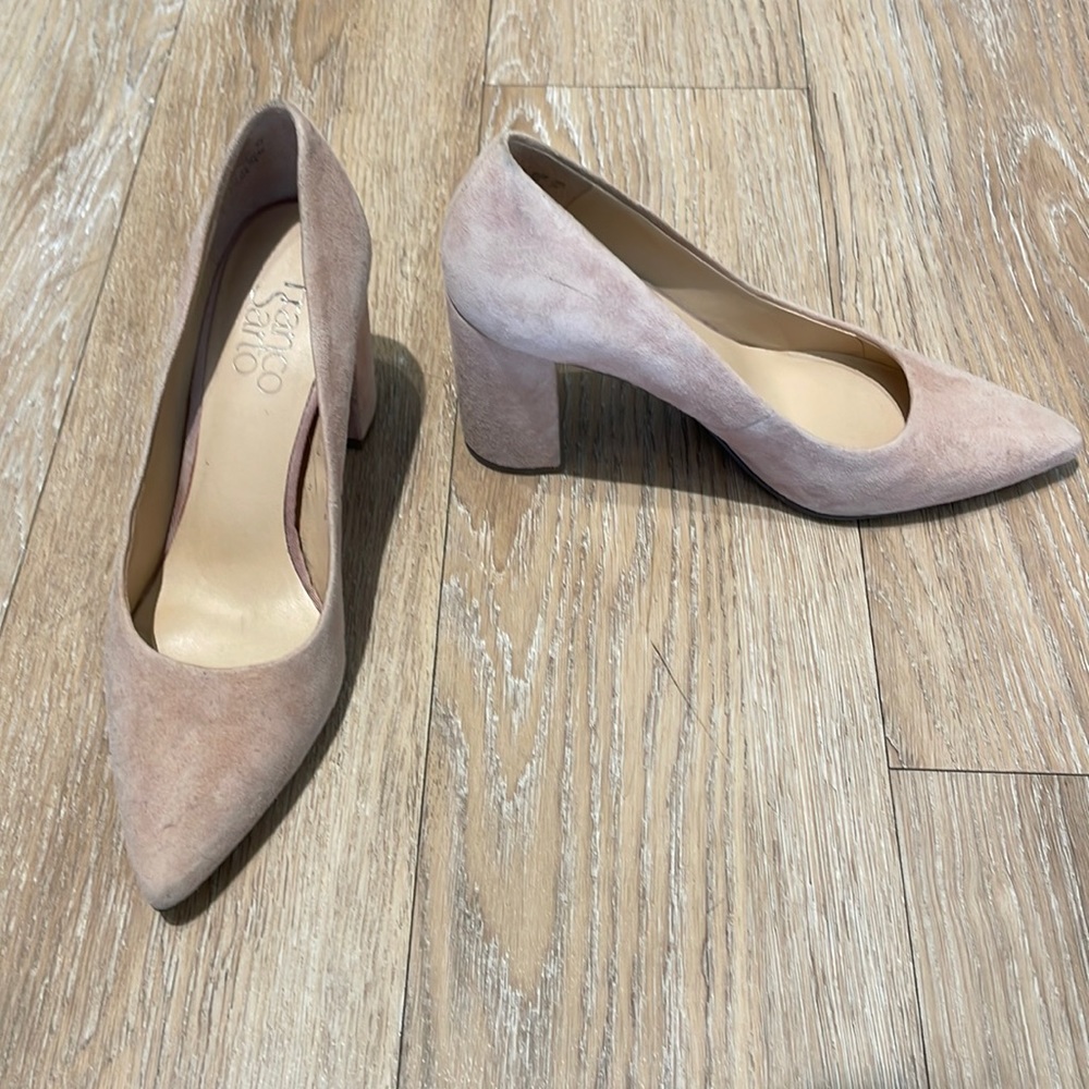 pink suede heels